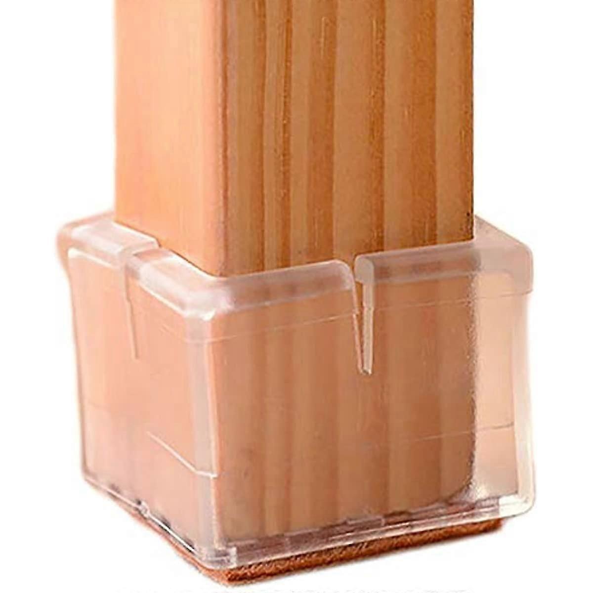 Bodenschoner Für Stuhlbeine, Quadratische Kappen Für Möbelbeine Von 1 1/4 Bis 1 3/8 Zoll Mit Transparenten Filzgleitern (16er-packung)