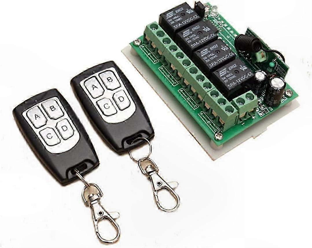 4-kanal-12v-rf-relais-schalter Mit 2 Sendern Und 1 Empfänger, Kompatibel Mit Drahtloser Fernsteuerung