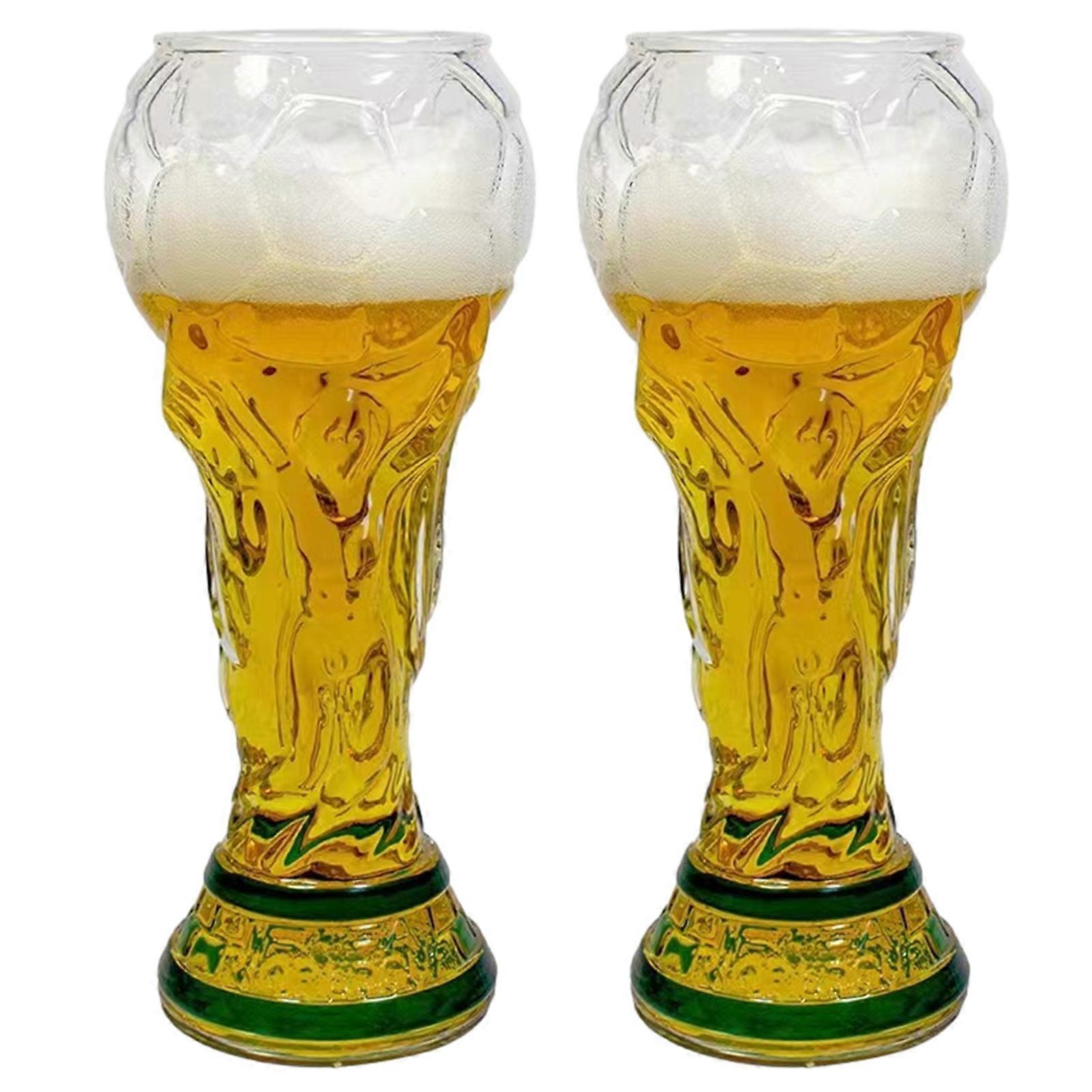 Set Aus 2 Biergläsern In Form Eines Fußballpokals (500 Ml), Perfekt Für Partys, Grillfeste Und Hausbars.