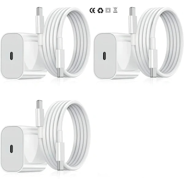20-w-usb-c-schnellladegerät, Kompatibel Mit Iphone, Inklusive Kabel, Weiß, 4er-pack