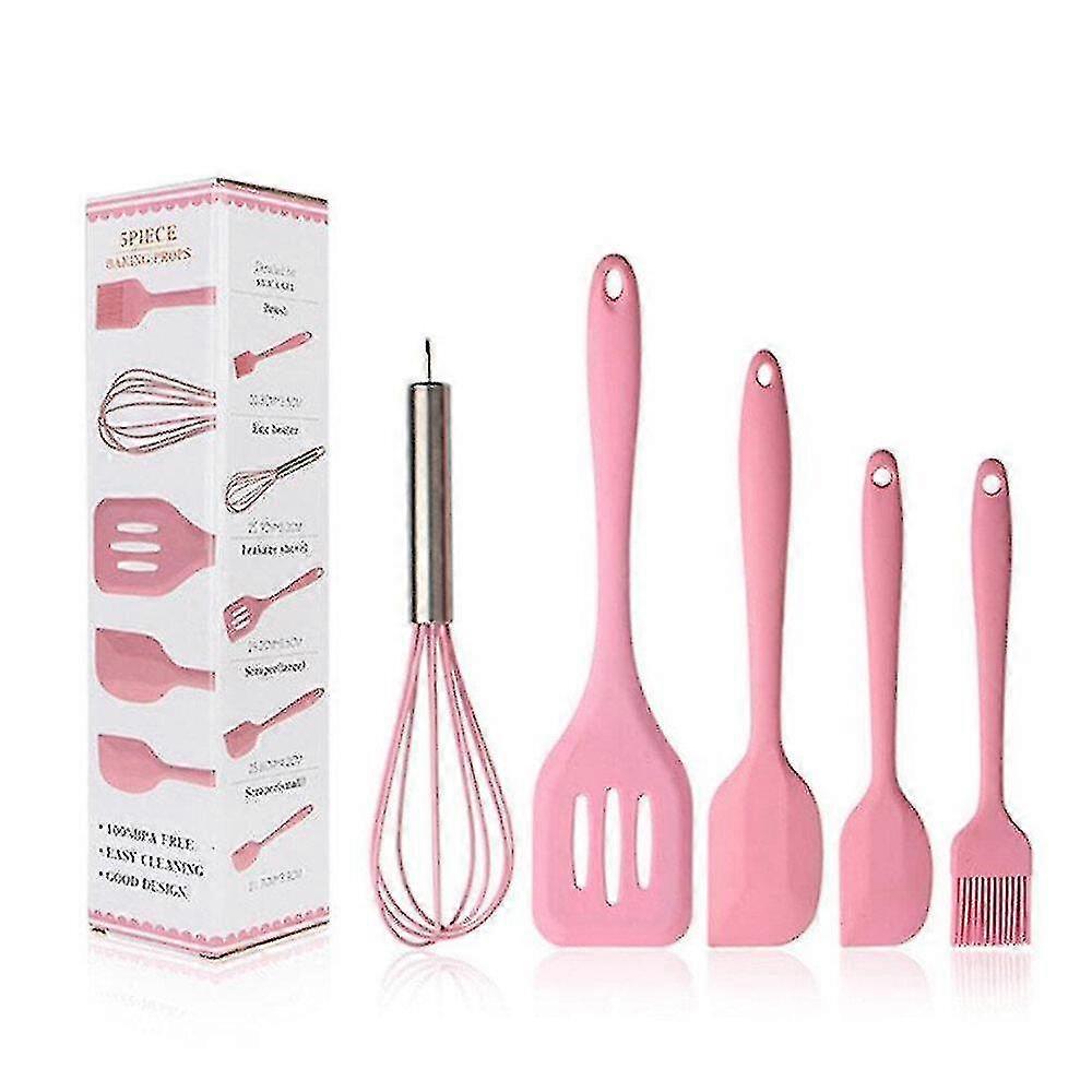 Set Aus Hitzebeständigen Küchenutensilien Aus Silikon: Spatel, Schöpfkelle, Ölpinsel, Schaber.