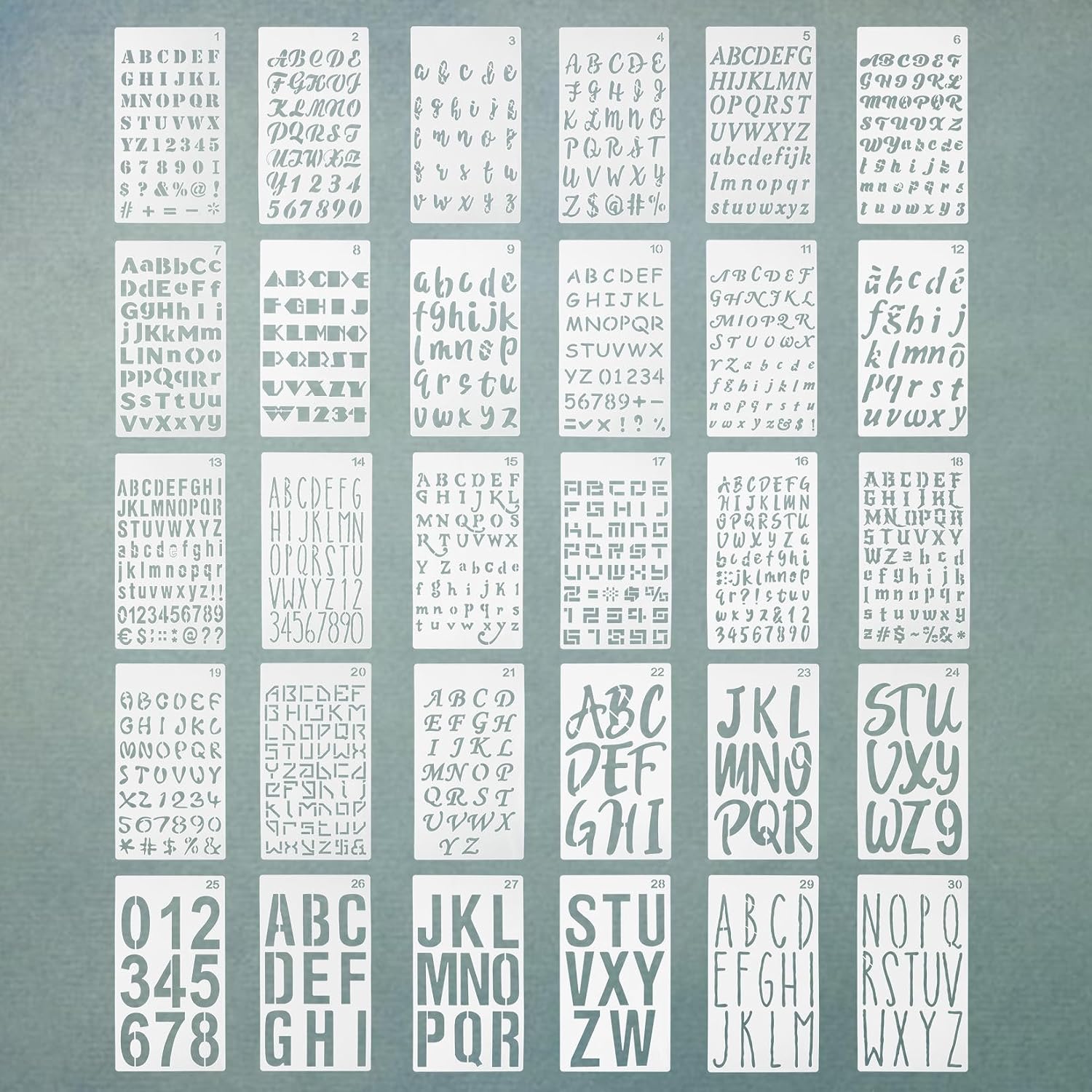 30 Wiederverwendbare Kunststoffschablonen, Geeignet Für Buchstaben Und Zahlen, Alphabet- Und Zahlenschablonen, Buchstabenschablonen, Geeignet Für Farbe