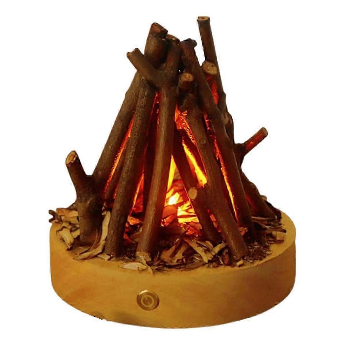 Wiederaufladbares Usb-nachtlicht Mit Lagerfeuer-imitation, 3 Modi, Flammenlose Lampe.