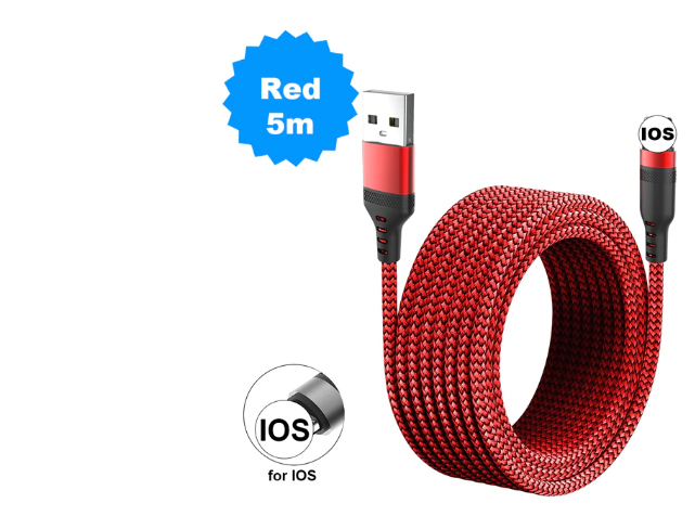 Extra Langes 8-m-kabel, Kompatibel Mit Iphone, Rot
