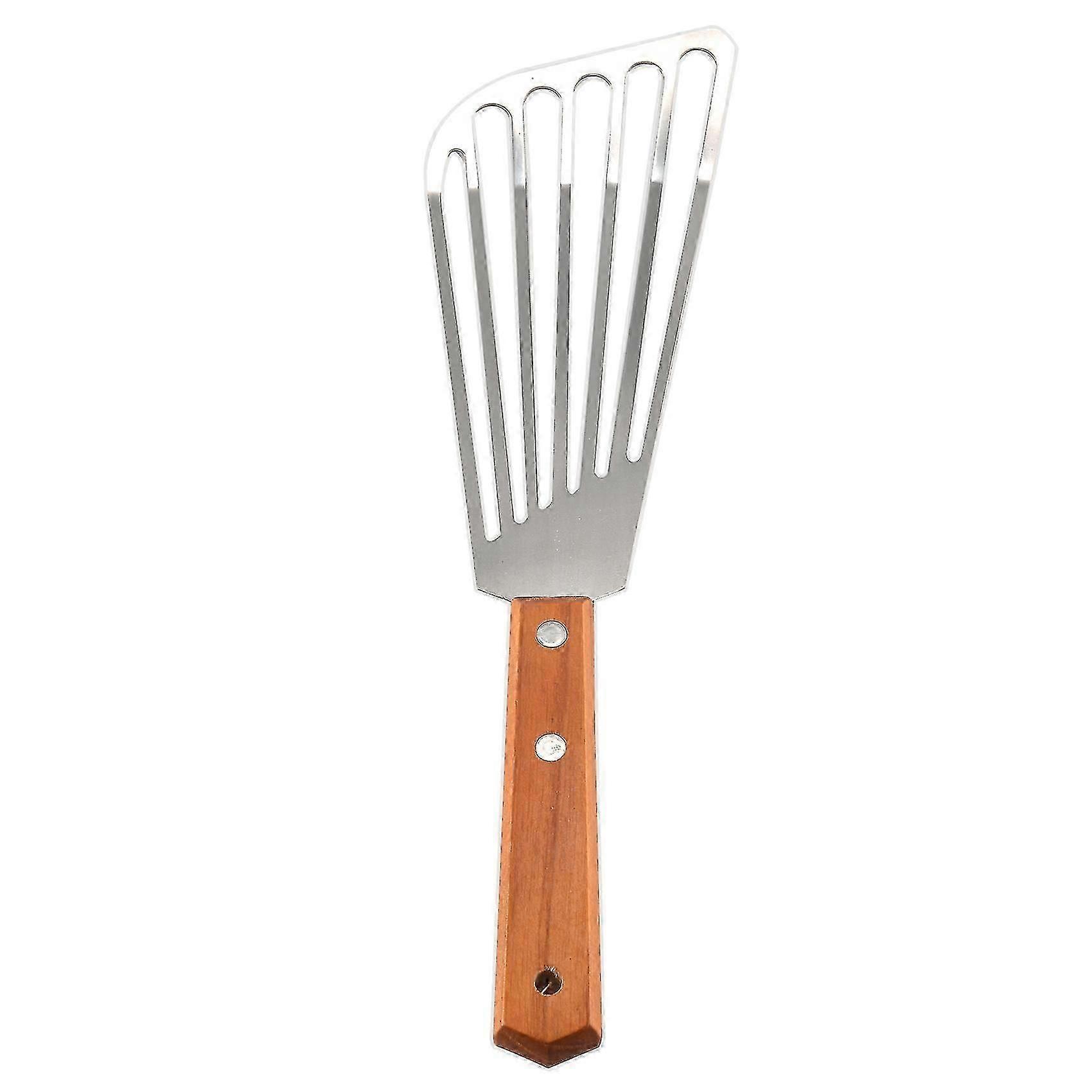 Fischwender Aus Edelstahl, Fischwender Mit Holzgriff, Perforierter Wender, Küchenwender Aus Metall, L