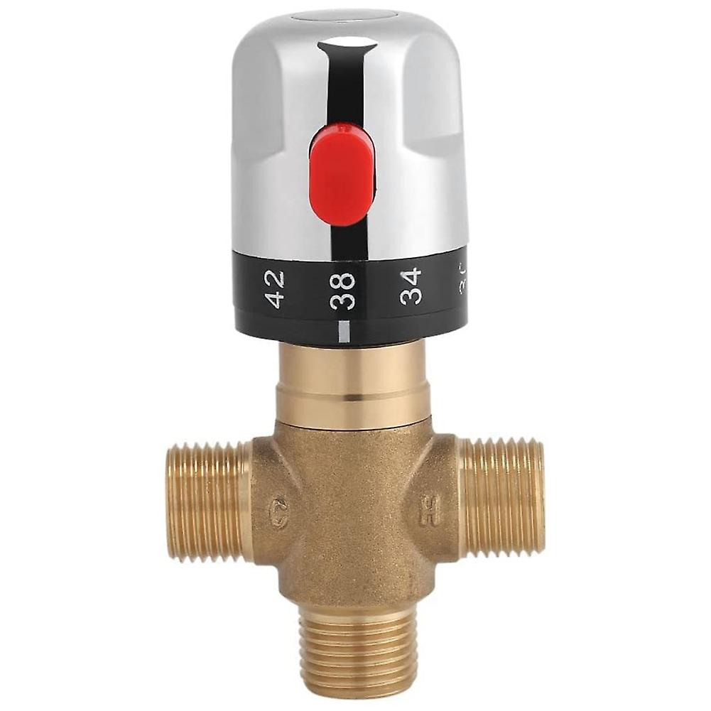 Thermostatmischer Aus Massivem Messing, Baugröße G1/2. Kompatibel Mit Duschsystemen, Wassertemperaturregelungsrohren Und Waschbecken.