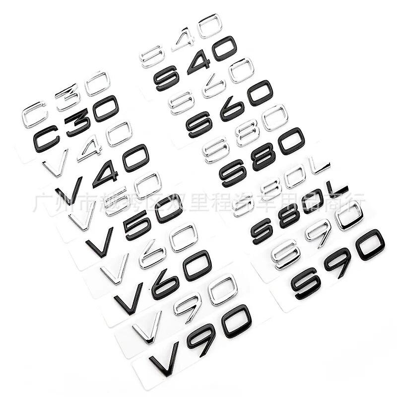 3d-heckklappenbeschriftung In Schwarz, Kompatibel Mit Volvo C30, V40, V50, V60, V90, S40, S60, S80, S90, Xc40, Xc60, Xc9...