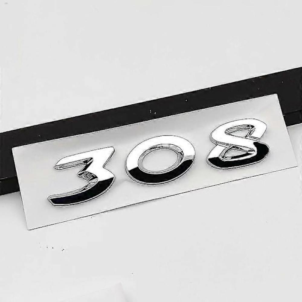 308-logo Aus Schwarzem Chrom-abs-3d-schriftzug, Heckklappenemblem Kompatibel Mit Peugeot 308 Sw Cc, Zieraufkleber Und Nummern