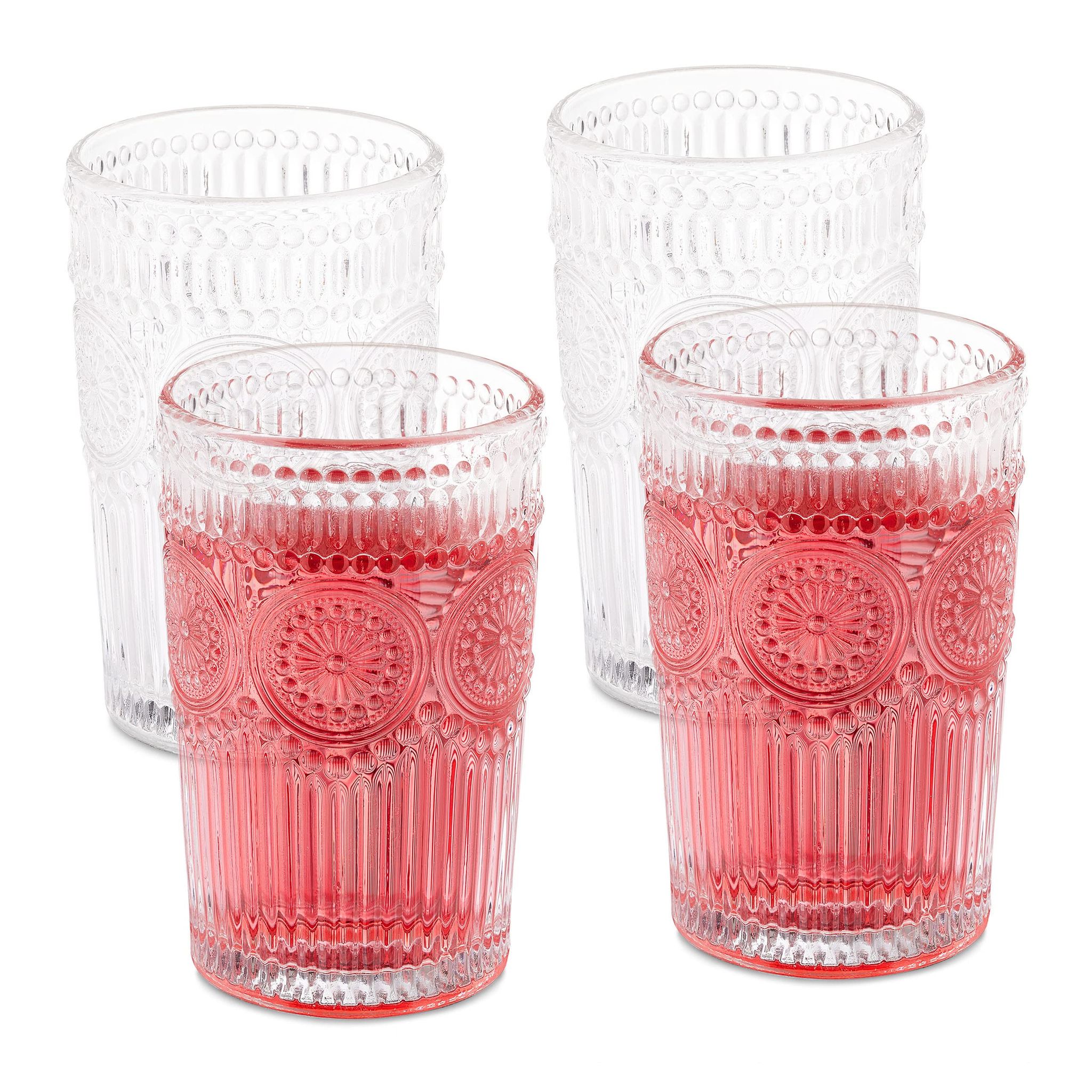 Trinkgläser, 2er-set, 380 Ml, Vintage-gläser Für Wasser, Saft, Limonade, Spülmaschinenfest, Wasserglas, Transparent, 13 X 8 Cm [nx]
