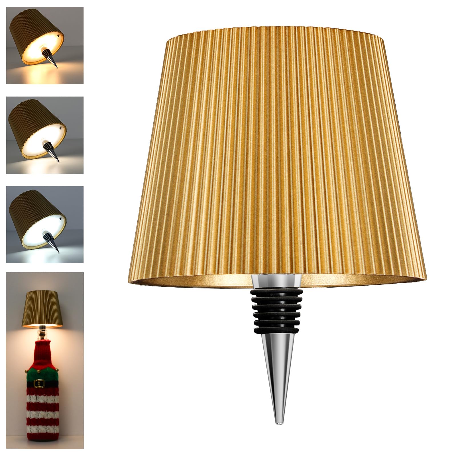 Goldene (oro)beaeet Led-flaschenleuchte, Usb-c-aufladbar, Kabellos, Ip54, 3 Einstellbare Lichttöne, Kompatibel Mit Kugelförmigen Glasflaschen