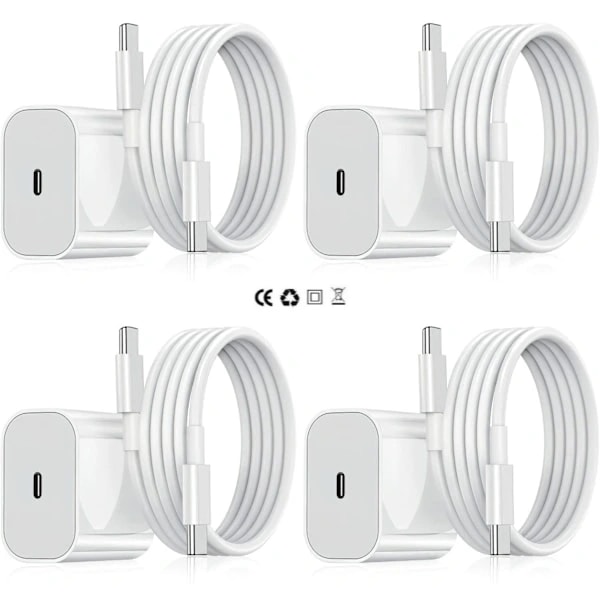 2er-pack Iphone-kompatible Ladegeräte – Schnellladegerät – Adapter + Kabel 20 W Weiß Einheitsgröße Kompatibel Mit Iphone (nt)