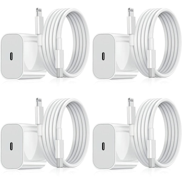 4er-pack Iphone-kompatible Ladegeräte – Schnellladeadapter + 20w Usb-c Weiß (nt)