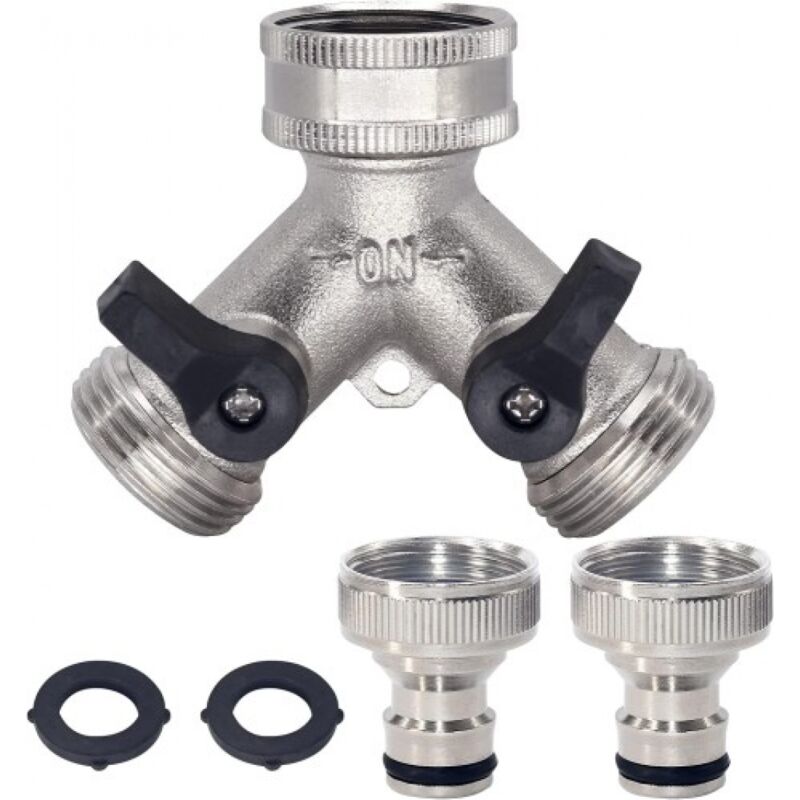 2-wege-y-stück Aus Messing Mit Schnellkupplung. Kompatibel Mit 3/4-zoll-schläuchen.