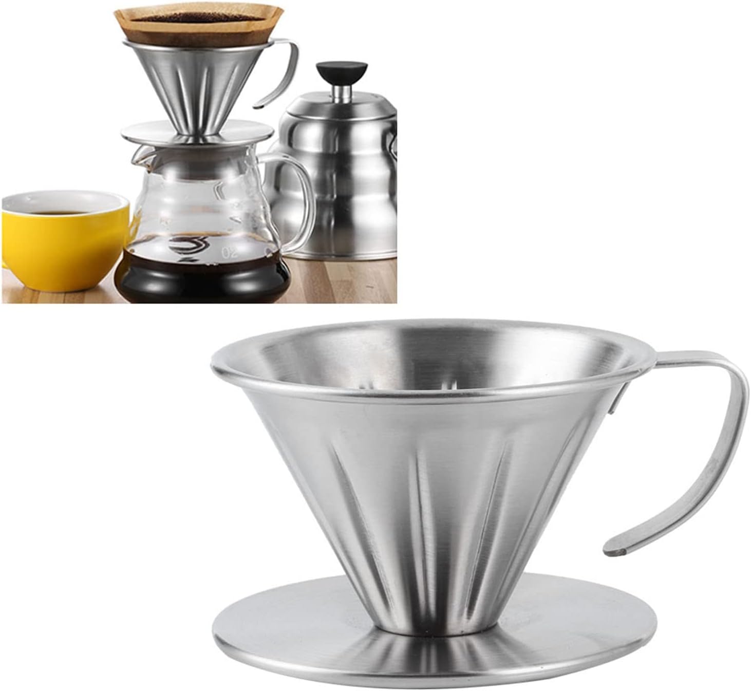 Kaffeemaschine Aus Edelstahl, Trichter Kompatibel Mit Filterkaffeemaschinen, Handwerklicher Kaffeefilter