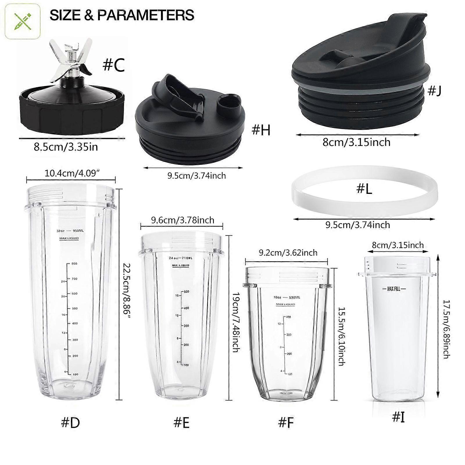 Mit Dem Nutri Ninja Mixer Kompatible Teile: 7-klingen-extraktorset, Messbecher, Dichtungsring, Flacher/klappbarer Deckel (ersatzteil).