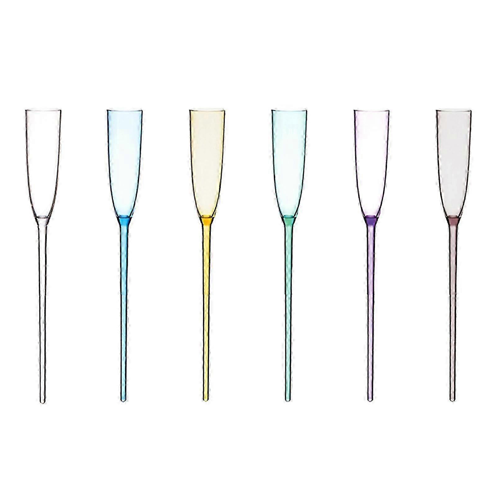 Set Aus 6 Champagnerflöten Mit Ständer Und Vase, Einzigartiger Vintage-stil, Mundgeblasen, Für Die Hausbar Oder Party.