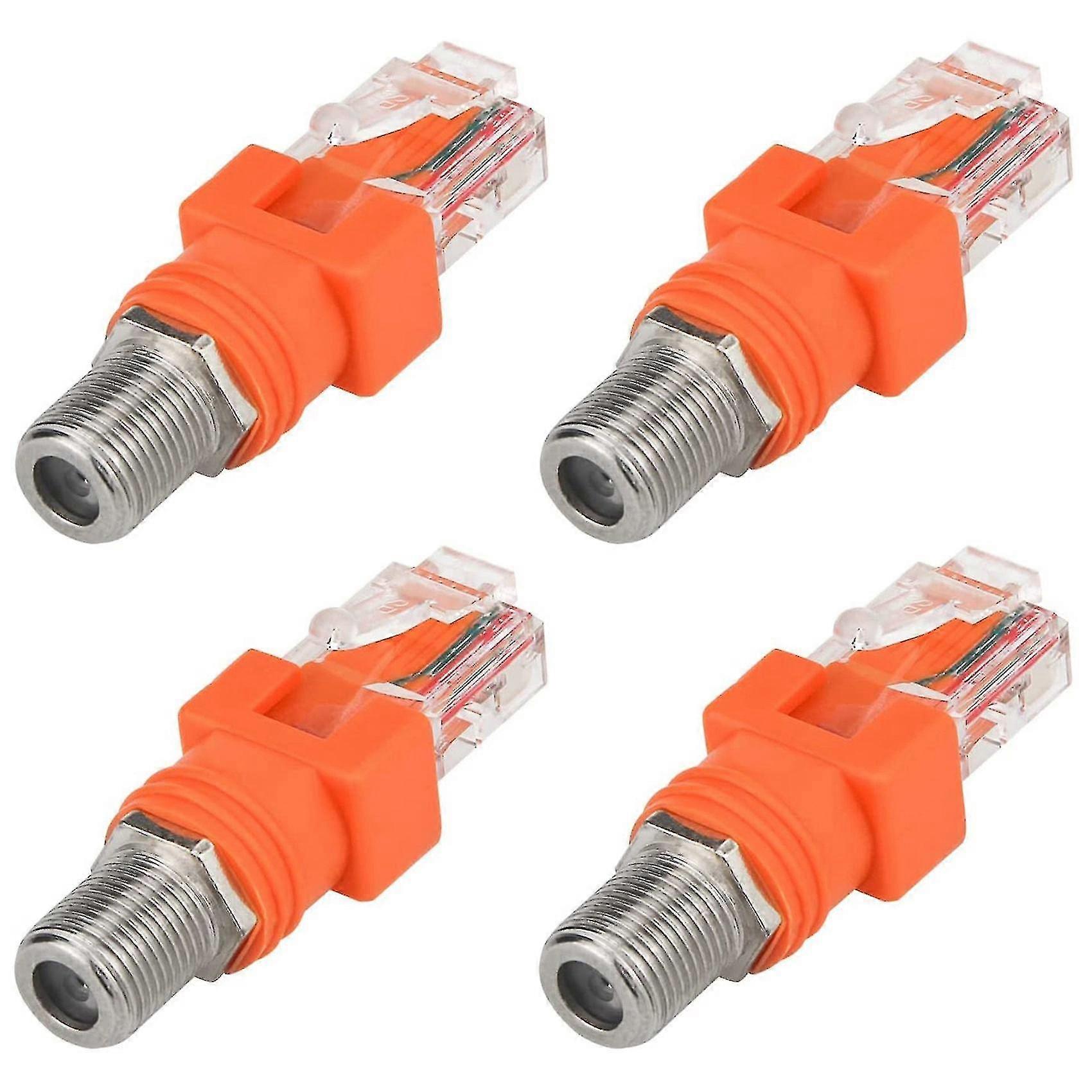 4er-pack Koaxial-zu-ethernet-adapter, Rf-f-buchse Auf Rj45-stecker-konverter, Kompatibel Mit Leitungstests