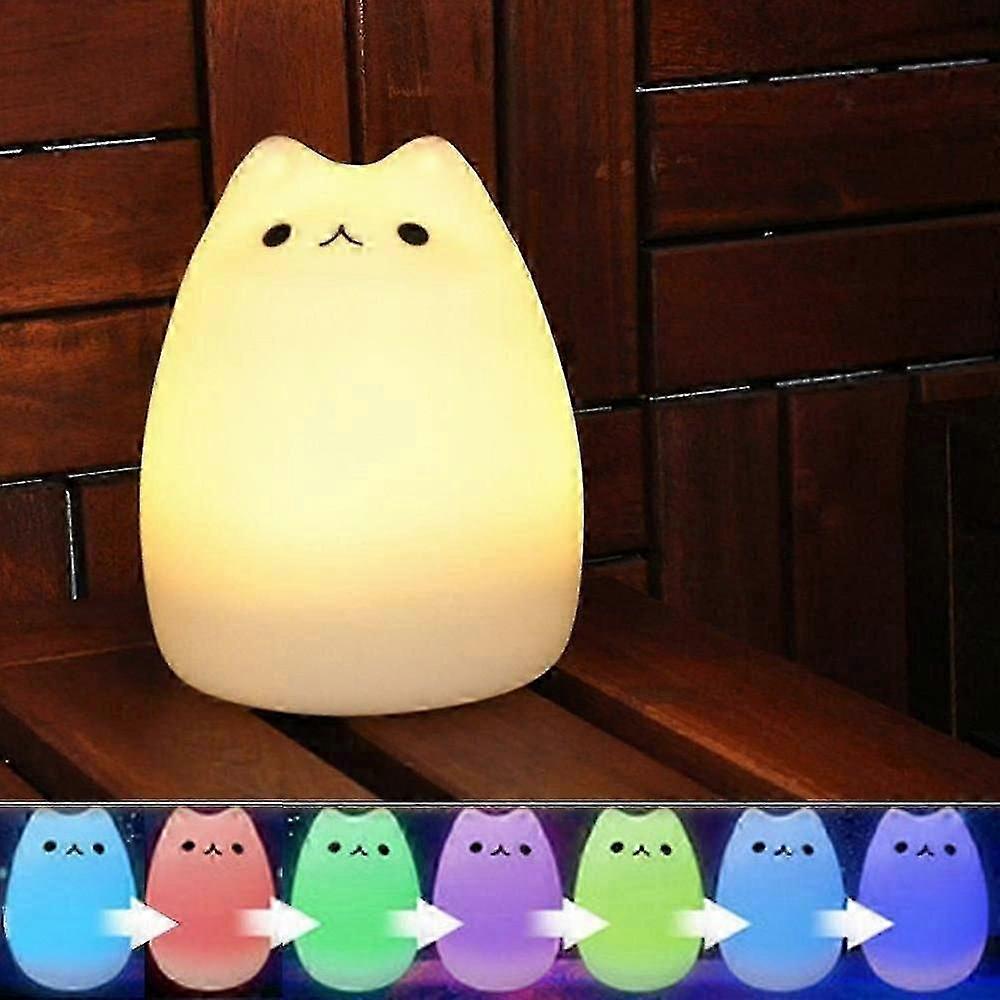 Niedliches Led-katzen-nachtlicht, Usb-wiederaufladbare Silikon-katzenlampe, Warmweißes Licht
