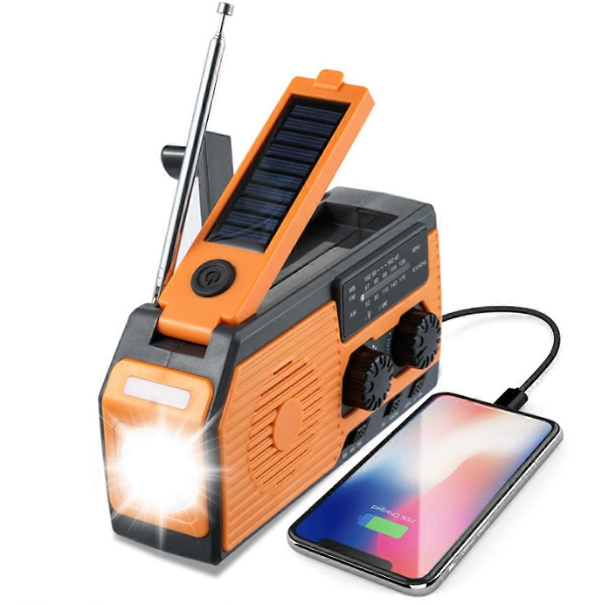 Notfall-solarradio 5000 Mah, Usb-ladefunktion, Handkurbeldynamo, Taschenlampe, Fm/am, Noaa-wetterempfang.