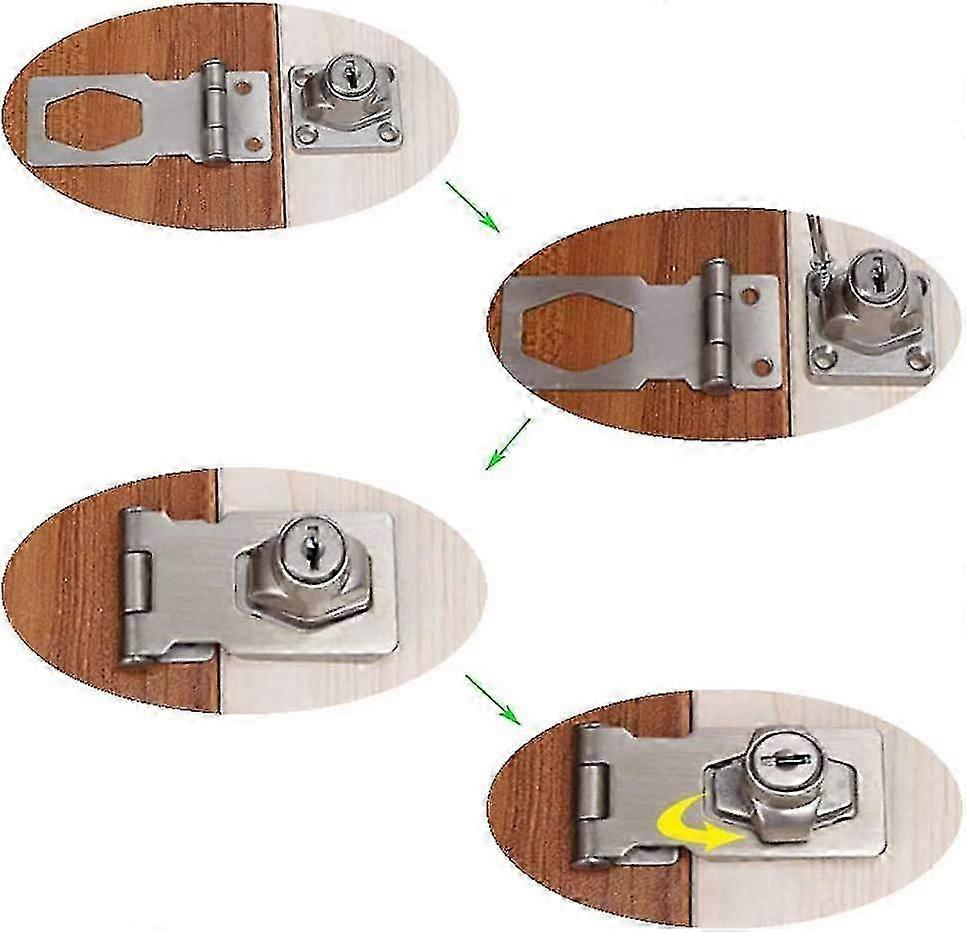 Set Aus 2 Türschlössern Aus Edelstahl Mit Vorhängeschloss Und Schlüssel, Kompatibel Mit Türen, Schränken, Schubladen Und Schlössern Mit Einem Durchmesser Von 6,4 Cm Bis 7,9 Cm.