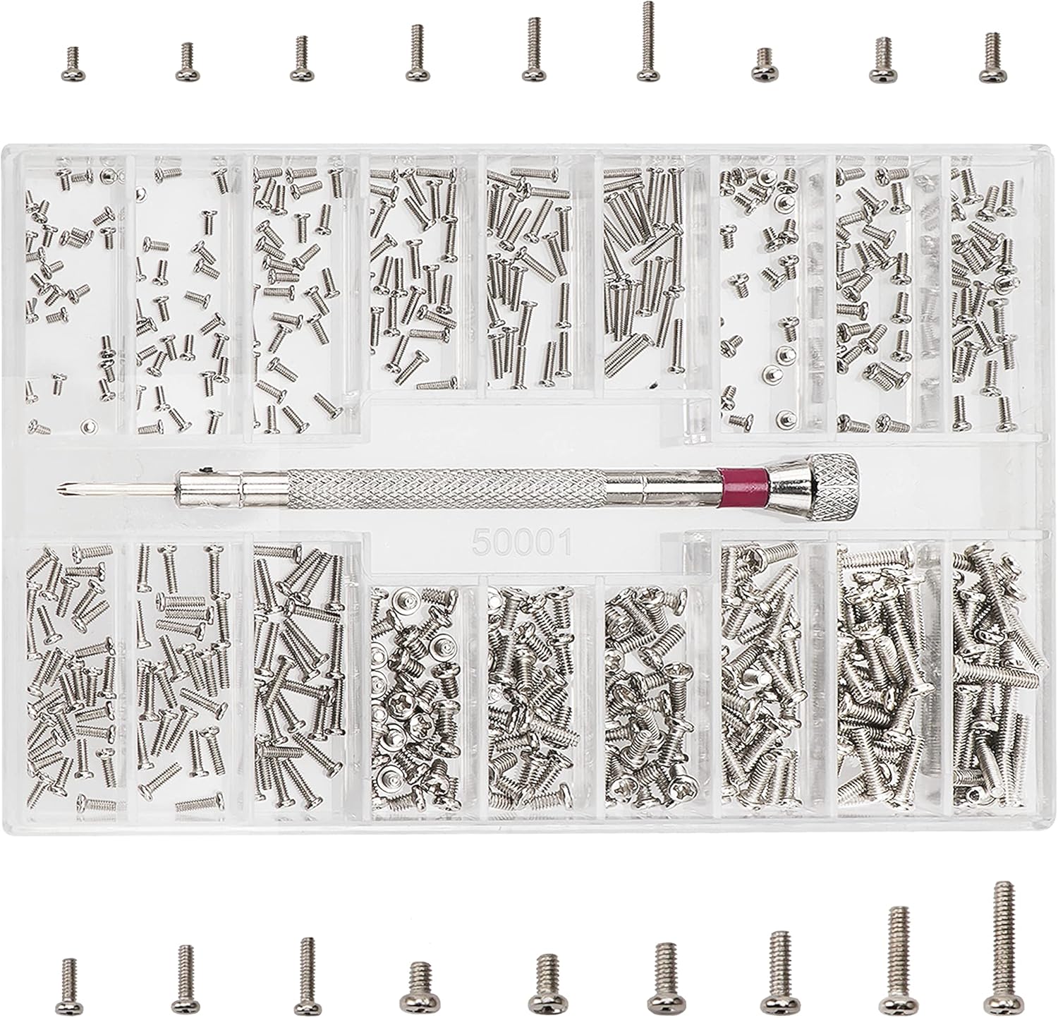 Set Mit 500 Mikro-reparaturschrauben, 18 Größen (m1.2, M1.4, M2), Sortiment Kleiner Edelstahlschrauben Mit Schraubendreher.