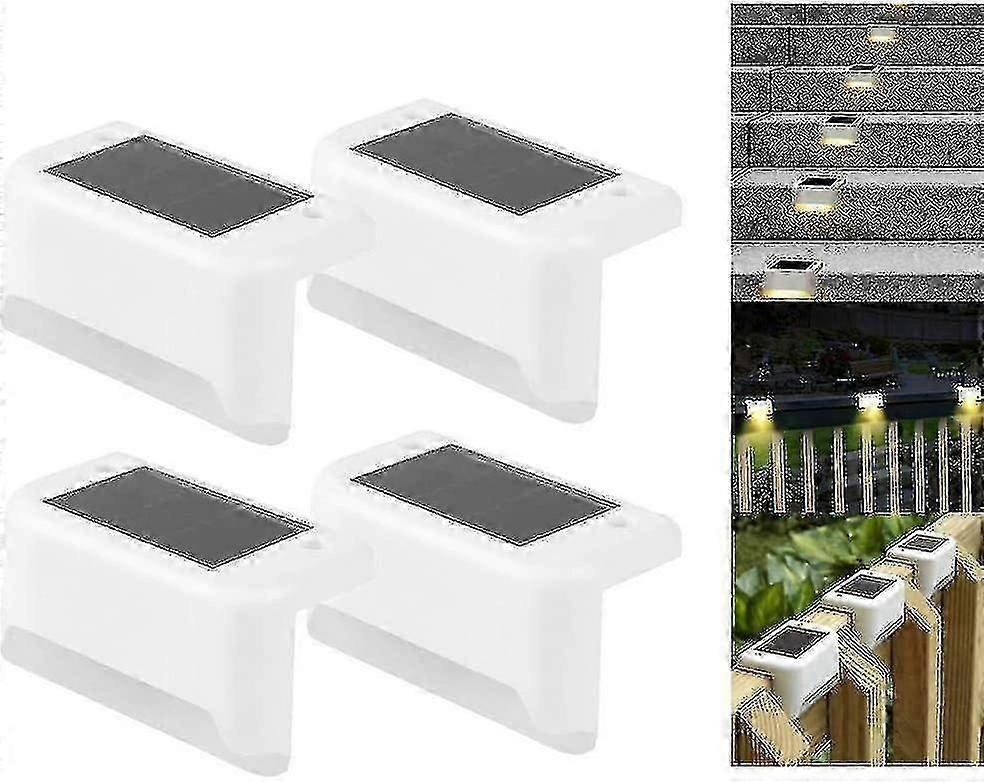 Set Mit 4 Wasserdichten Led-solarleuchten Für Terrassen, Treppen Und Gartenzäune. Kompatibel Mit Außentreppen Und Zäunen.