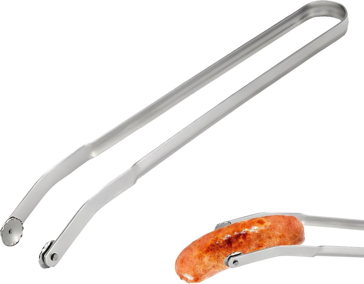 Lange Grillzange (38 Cm) – Wurstzange – Küchenzange Aus Edelstahl – Grillzange