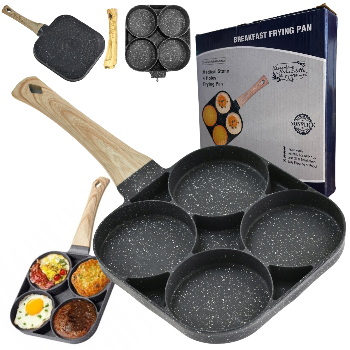 Bratpfanne Geeignet Für Crêpes, Eier, Pfannkuchen, 4 Fächer