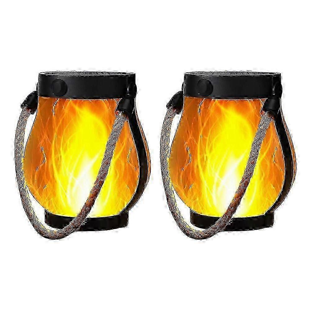 Solarlaterne, Flackernde Flammenlampe, Gartenleuchte Mit Zwei Usb-ladeanschlüssen, Wasserdicht, Zum Aufhängen Im Freien