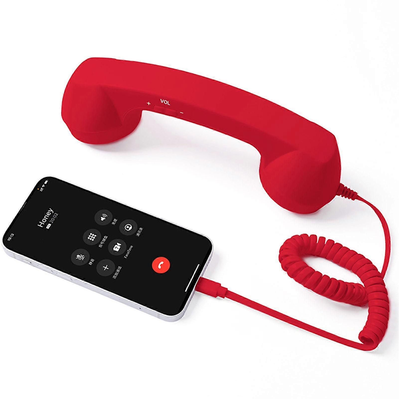 Retro-usb-c-telefonröhre, Kompatibel Mit Mobiltelefonen – Plug & Play-empfänger, Strahlungsfrei, Kompatibel Mit Anrufen, Kompatibel Mit Iphone Und Android (rot)