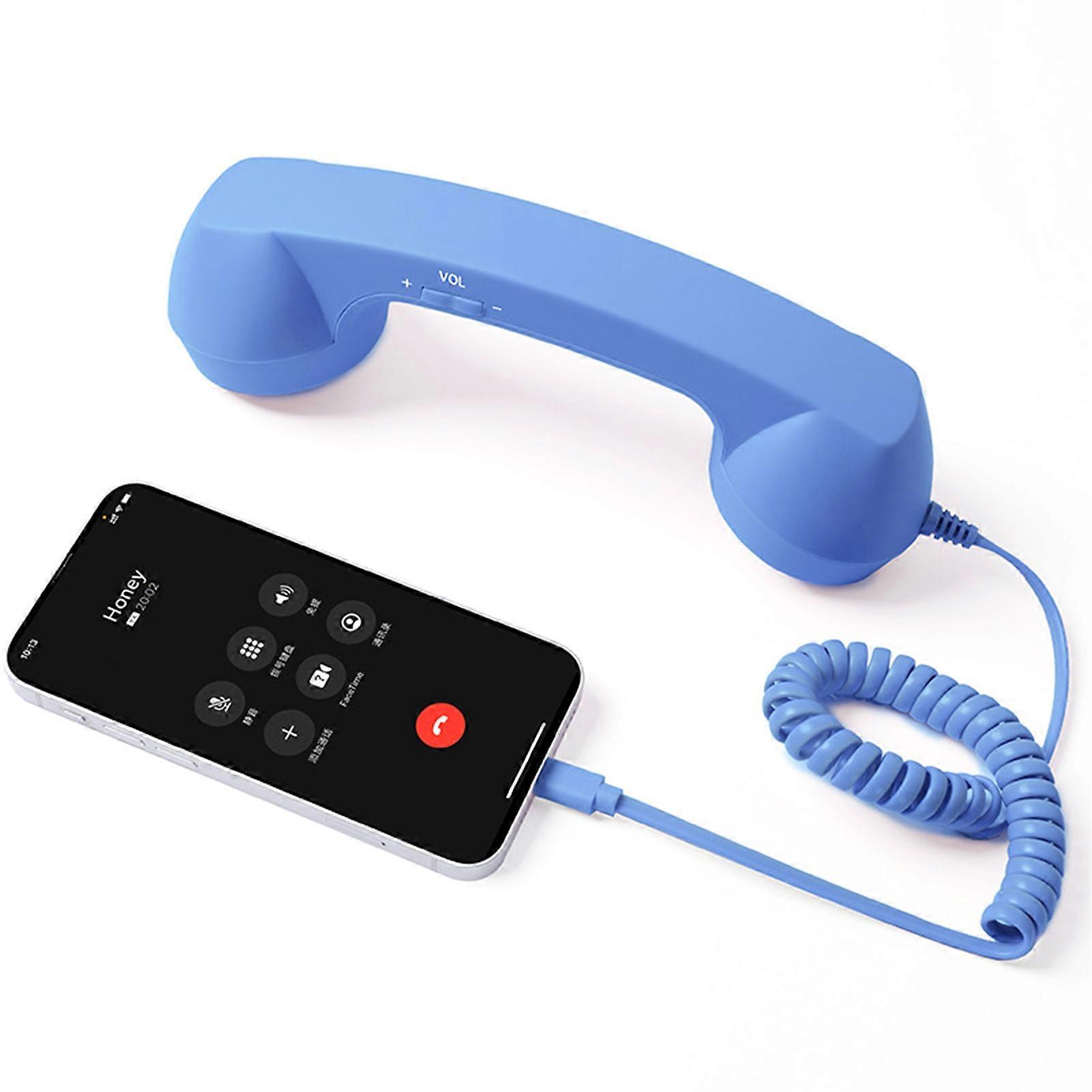 Retro-usb-c-telefonröhre, Kompatibel Mit Mobiltelefonen – Plug-&-play-empfänger Ohne Strahlung – Unterstützt Anrufe – Kompatibel Mit Iphone Und Android – Blau