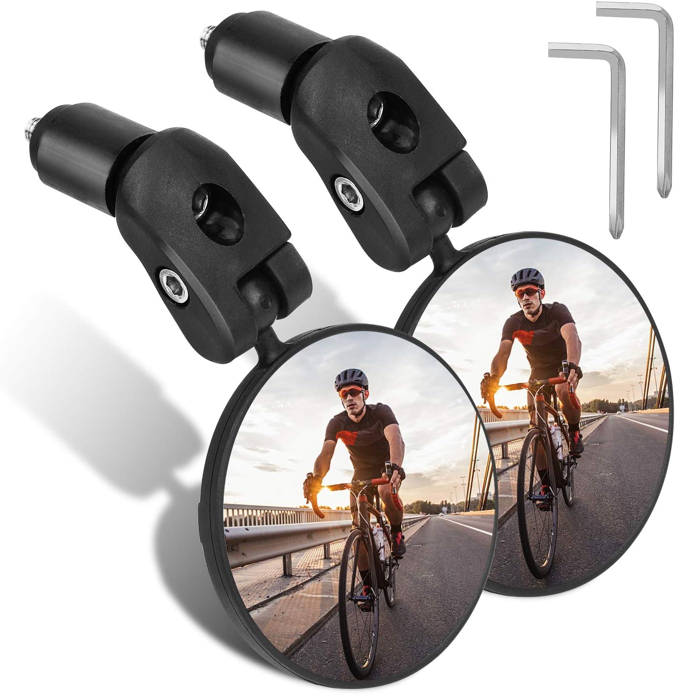 Fahrrad-rückspiegel, Verstellbarer 360° Hd-konvex-lenkerspiegel, Kompatibel Mit Mountainbikes Und Motorrädern (2er-set)