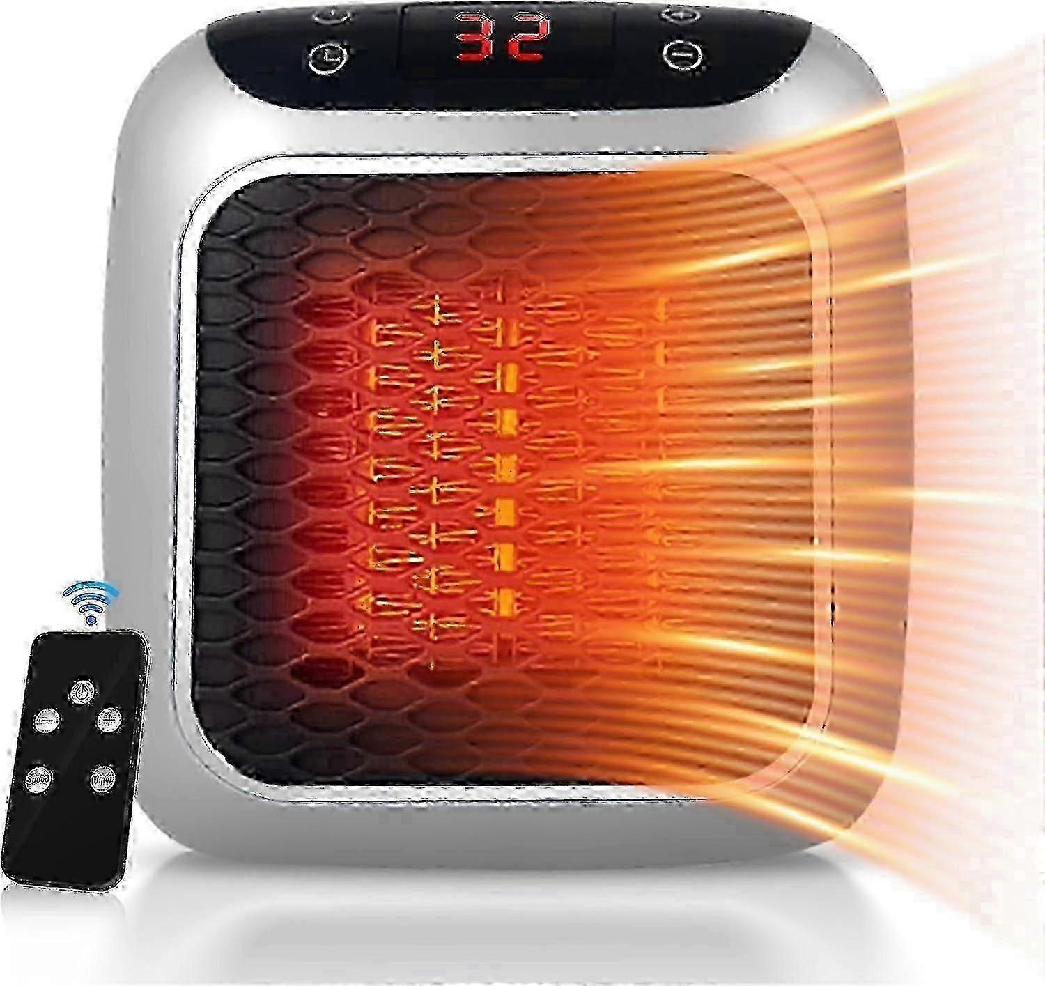 Tragbarer Elektrischer Raumheizer, 800w Keramikheizung, Mit Fernbedienung, 12-stunden-timer, Led-anzeige, Walkbee 7827 B.
