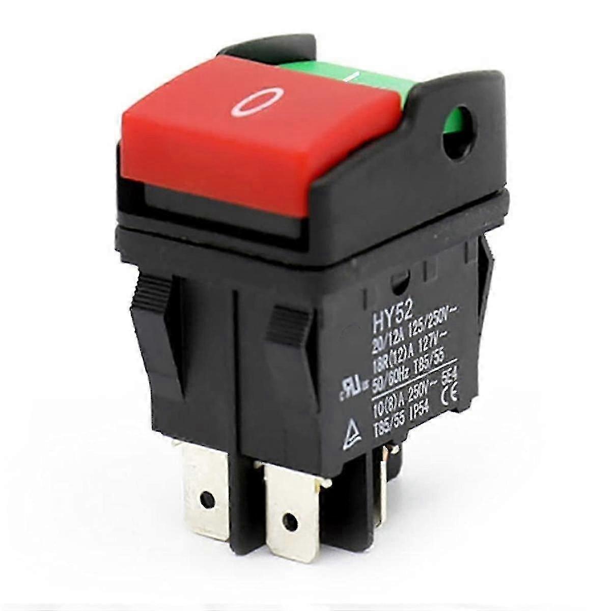Industrielle Elektrische Drucktaster, Hy52 Drucktaster Kompatibel Mit Mechanischen Geräten, 4-poliger Schalter Mit Kontrollleuchte 125/250 V [jkw]