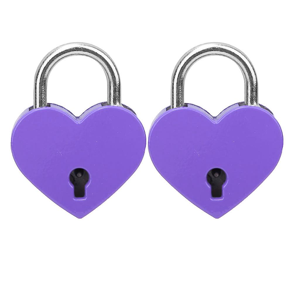 Herzförmiges Vorhängeschloss, 30 X 39 Mm, Aus Violettem Metall Mit Schlüsseln