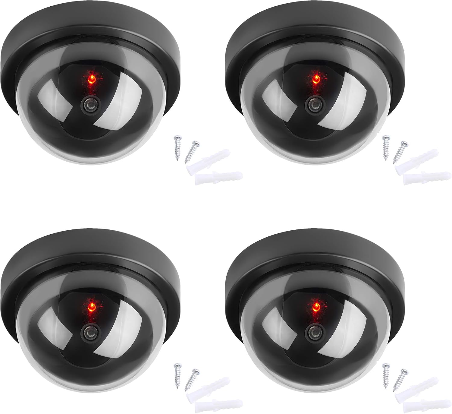 Attrappenkameras, Gefälschte Cctv-dome-sicherheitskamera Mit Led-blitz Für Unternehmen, Geschäfte Und Privathaushalte, Attrappen-überwachungskamera (4er-pack) [nx]