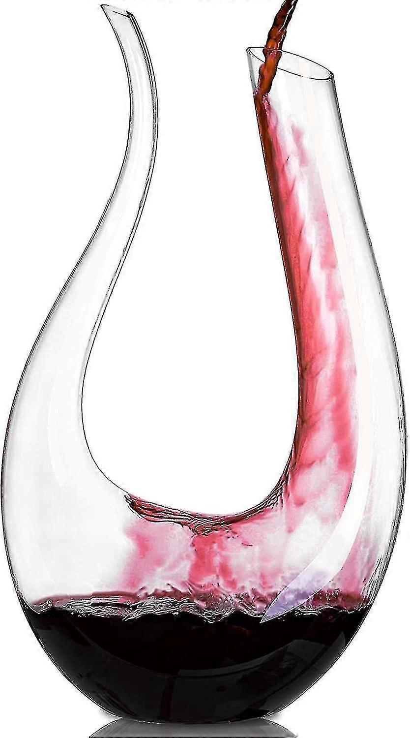 1,5-liter-u-förmige Kristallkaraffe, Bleifreie Rotweinkaraffe, Belüftete Weinflasche Mit Glaskaraffe, Dekanterflasche