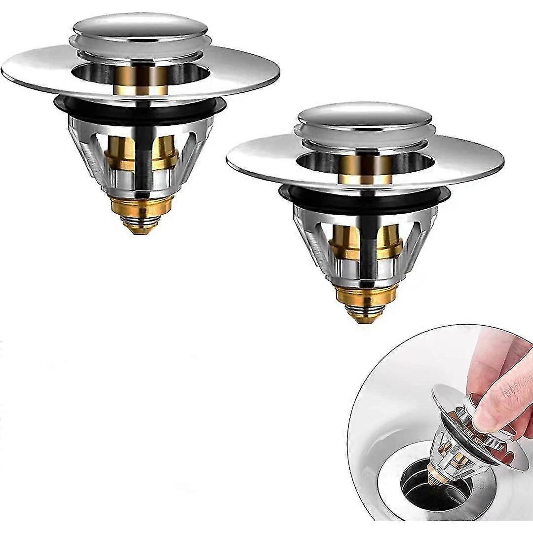 Pop-up-waschbeckenstöpsel Mit Anti-verstopfungsfilter, Universal-ablaufstopfen, Aufputz-waschbeckenablauf, Badewannenablauf, 2er-pack, 34–38 Mm