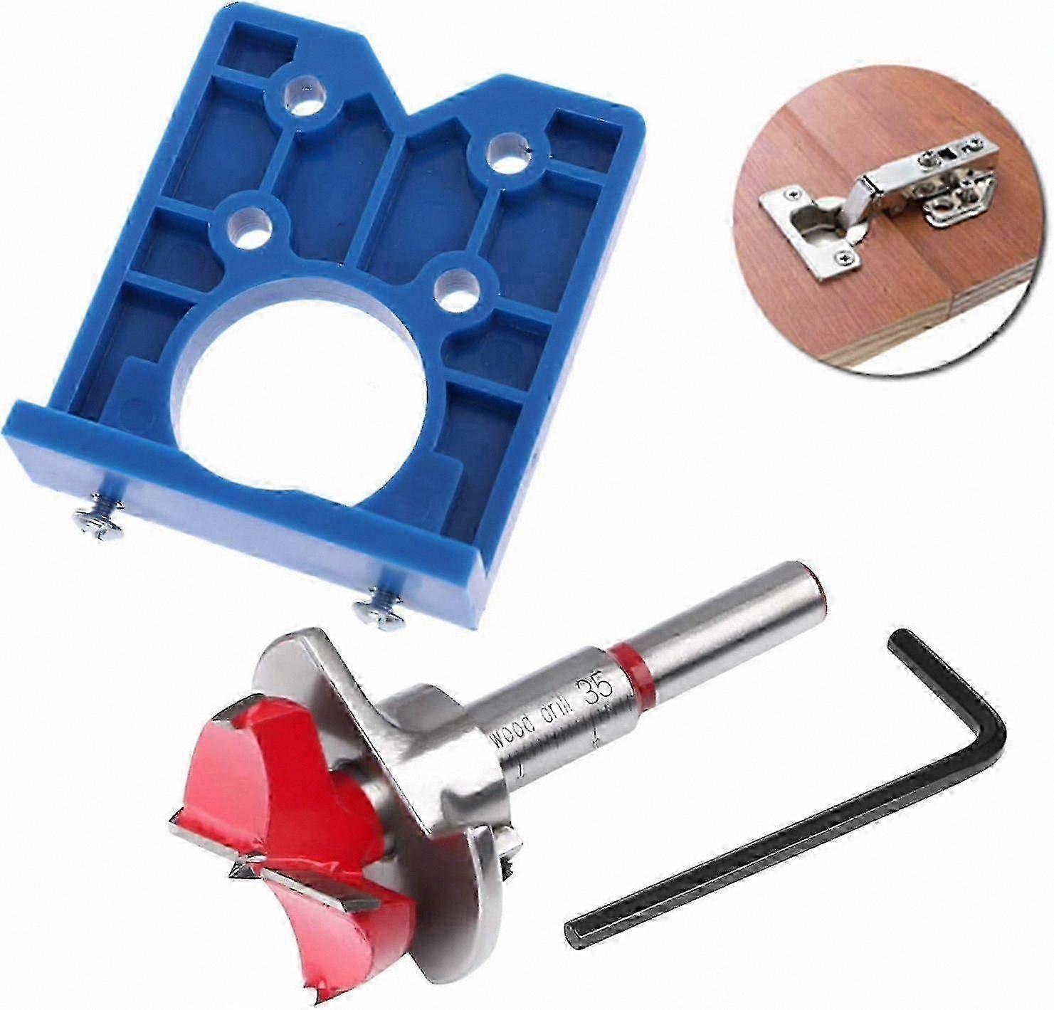 Montage-set Für Möbelscharniere Mit 35-mm-stner-bohrer Und Bohrschablone. Kompatibel Mit Verdeckten Scharnieren Und Montageplatten.
