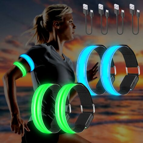 Set Mit 4 Wiederaufladbaren Led-reflektoren Per Usb, Reflektierende Led-rennreflektoren, Verstellbarer Blinkstreifen Für Optimale Sicherheit