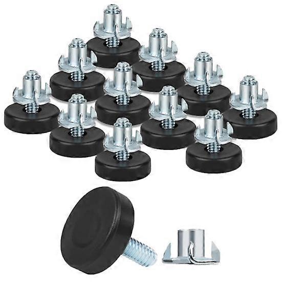 Set Mit 12 Universellen Möbelnivellierfüßen Mit T-muttern, Robustem Gewinde Und Verstellmöglichkeit, Für Möbel, Stühle Und Tische.