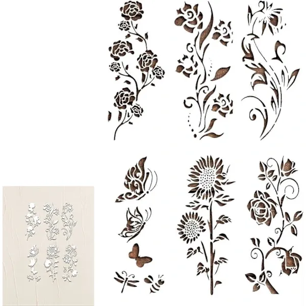Großformatige Blumenschablonen, Florale Musterschablonen – Florale Mustervorlagen, Geeignet Für Die Bodendekoration