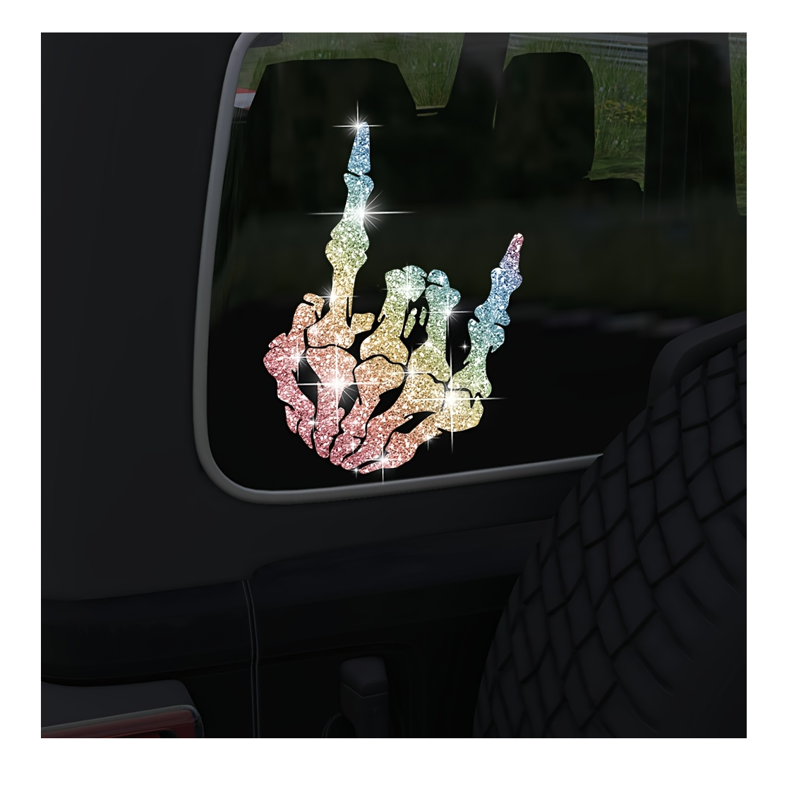 Skull Rock Bling Autoaufkleber: Ideal Für Autoscheiben, Motorräder Und Laptops, Blinkendes Design Für Einen Auffälligen, Farbenfrohen Look - Getönt [nx]