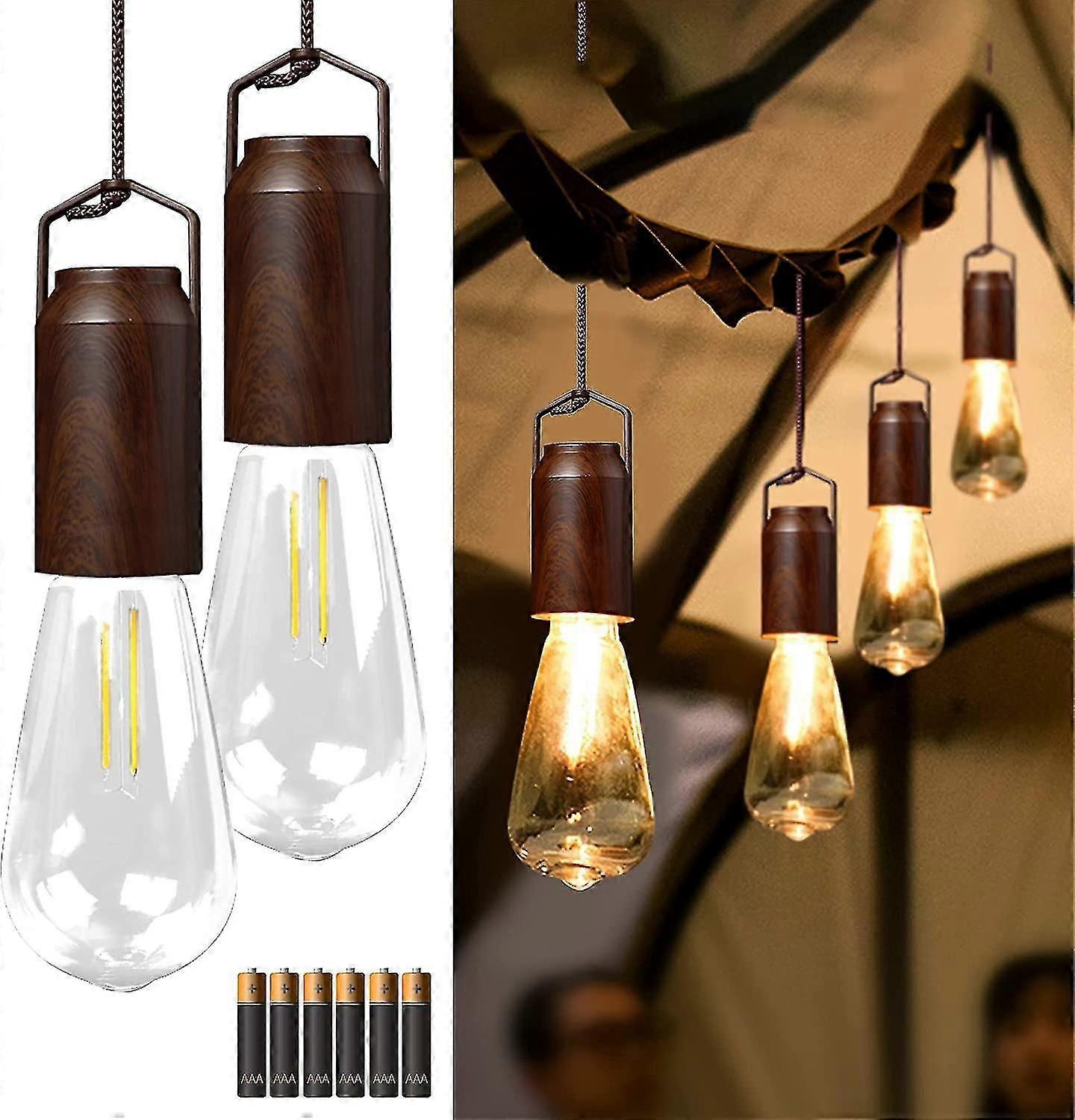 Mkk 2er-pack Batteriebetriebene Zeltleuchten, Tragbare Vintage-led-hängeleuchte Für Camping, Notfalllaterne Für Hurrikane, Geeignet Für Wanderungen