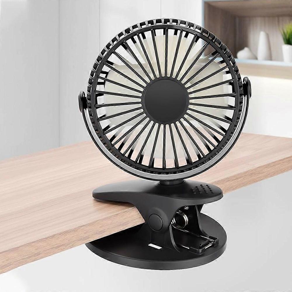 Mini-tischventilator Zum Anclipsen, 2-in-1-usb-wiederaufladbar – Schwarz