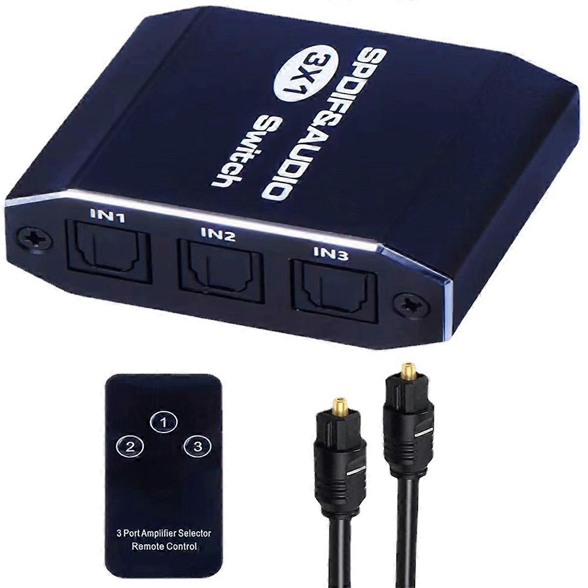 Vg2 3x1 Audio-umschalter, Optischer Spdif-umschalter Mit 3 Eingängen Und 1 Ausgang, Digitaler Toslink-wahlschalter, Kompatibel Mit Heimkinosystemen