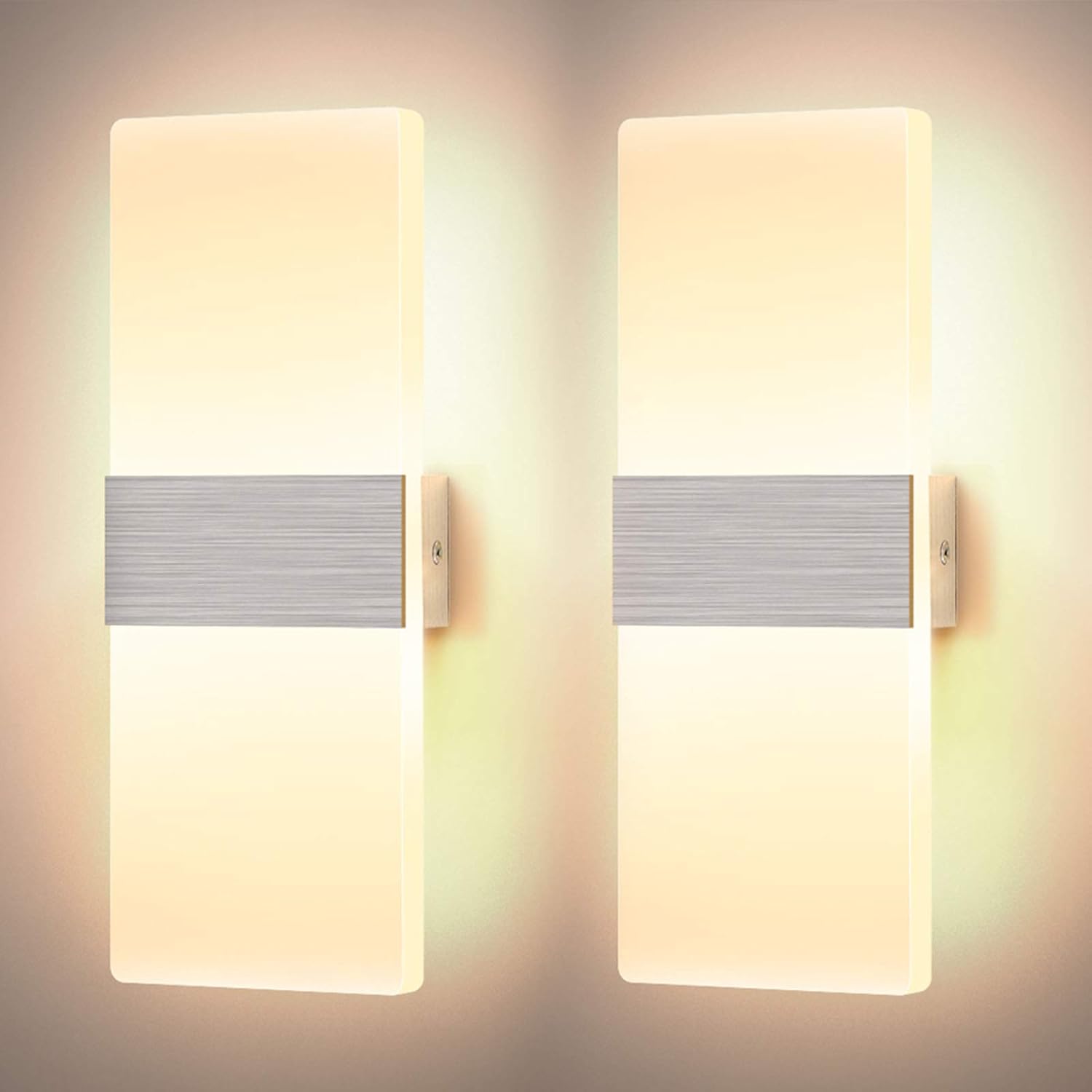 Wandleuchte 2 X 12 W Für Den Innenbereich, Led, Dimmbar, Acryl, Moderner Stil.