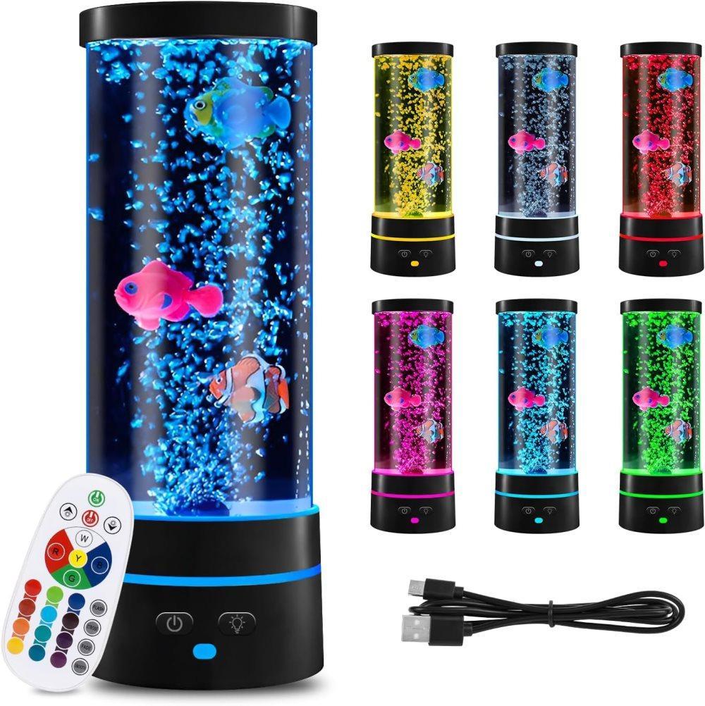 29 Cm Große Led-tisch-lavalampe Mit Usb-anschluss Und 16 Farben, Blasen-nachtlicht, Kinderzimmerdekoration