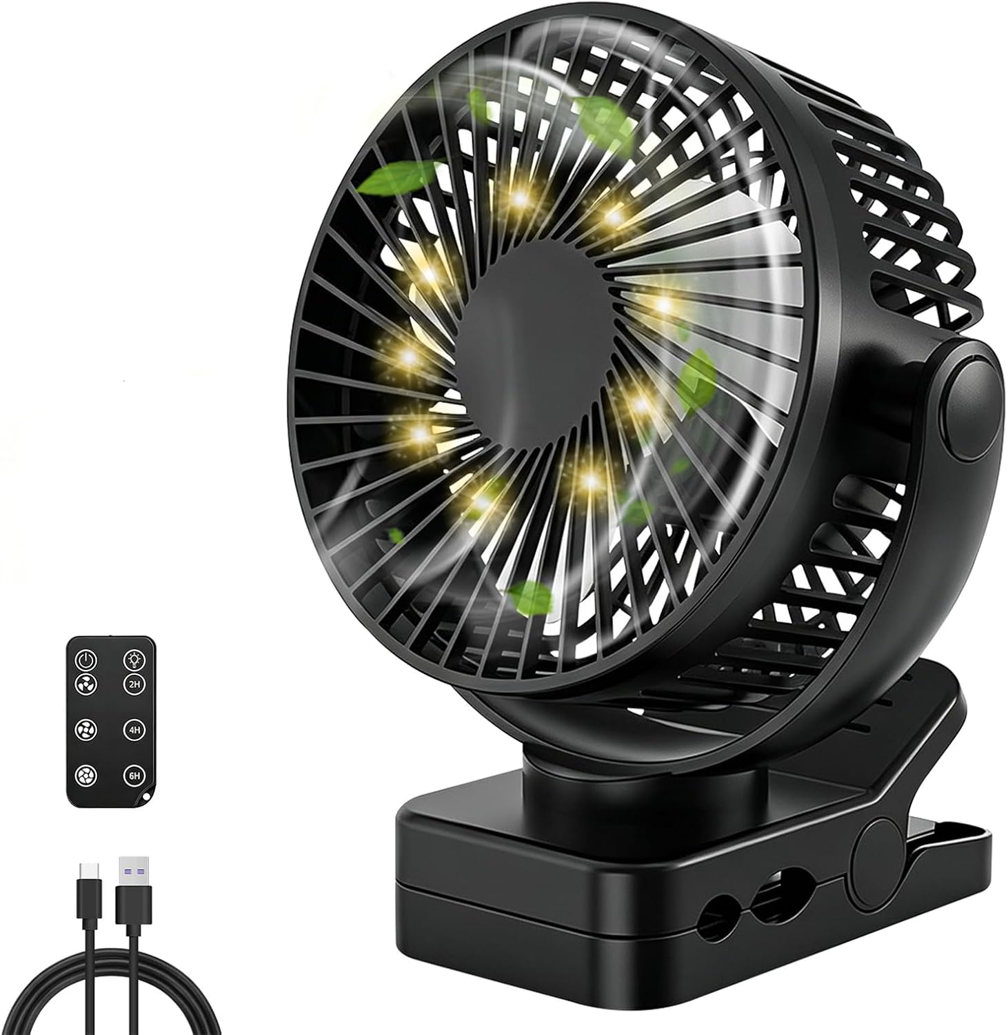 Wiederaufladbarer, Tragbarer Ventilator Mit Clip – Leiser Mini-usb-ventilator Mit 3 Geschwindigkeitsstufen Und Integriertem Handy-ladegerät – Geeignet Für Büro, Auto, Camping Und Kinderwagen