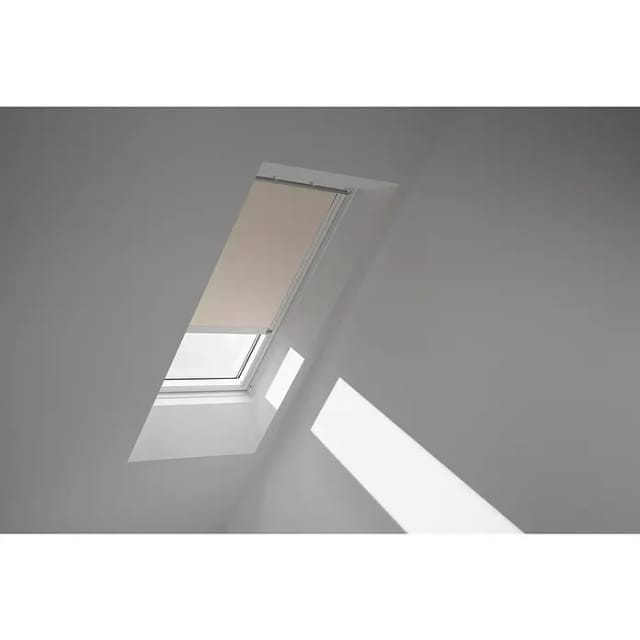 VELUX Verdunkelungsrollo Uni Beige 4556, C02, Elektro,GGU,VELUX,weiße Schiene